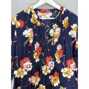 Old Navy Women's Sz XL Multicolor‎ Florals Lace Up Yoke Swing 3/4 Sleeve Dress